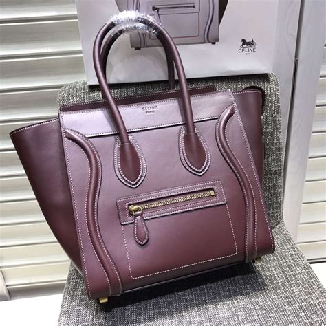 celine micro luggage burgundy|Celine micro handbags.